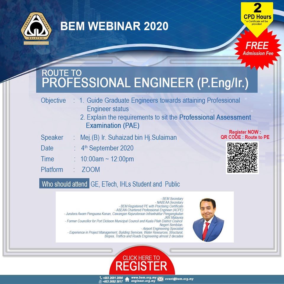 BEM Webinar 2020 - Route to Professional Engineer (Ir.)